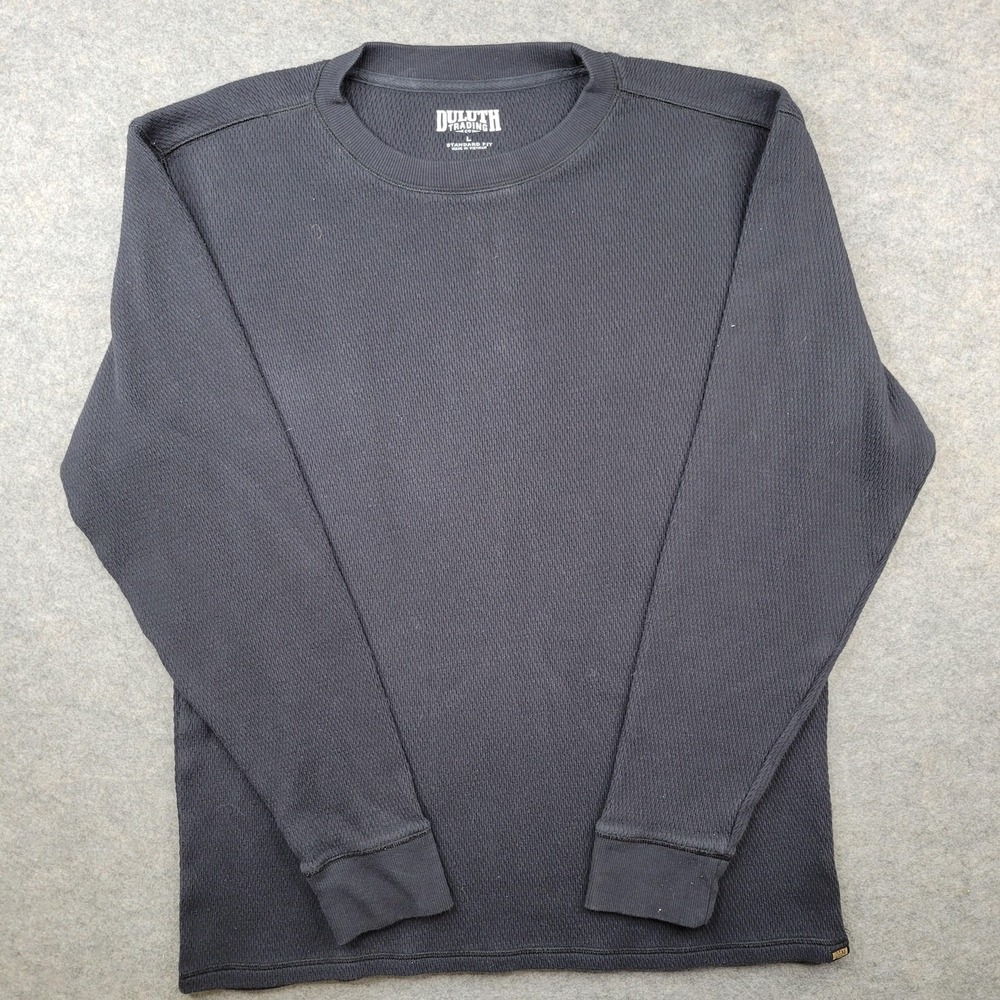 Duluth Trading Shirt Mens Large Gray Long Sleeve Thermal Crewneck Tagless